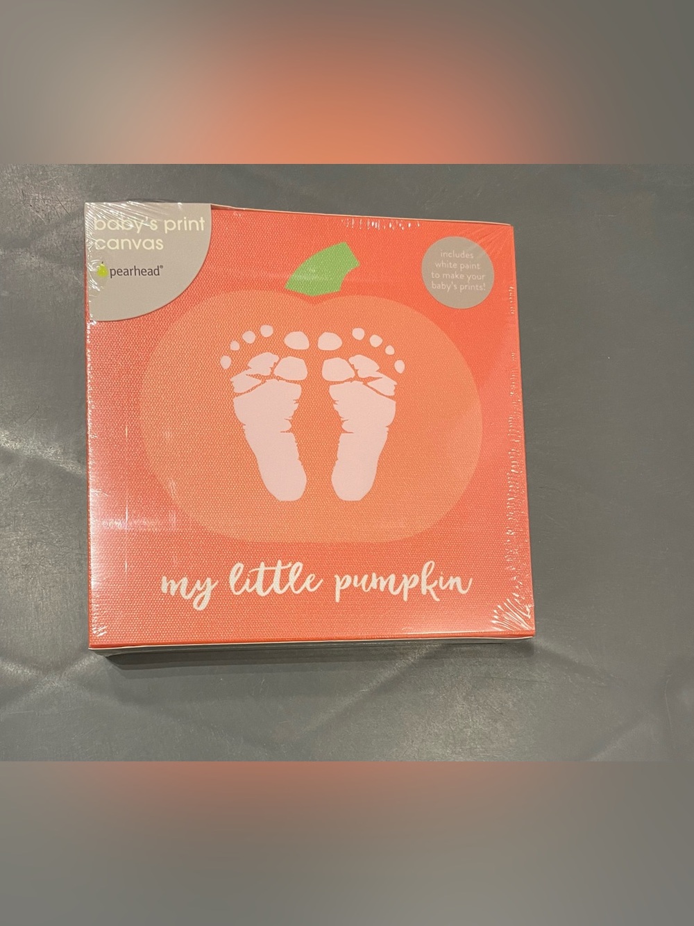 Pearhead My Little Pumpkin Halloween Canvas for Baby’s Footprints New